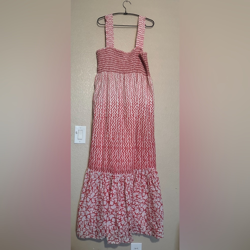 ELLE MAXI DRESS BOHO SMOCKED FLORAL AZTEC SUNDRESS - Picture 1 of 4